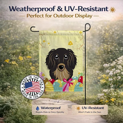 Vista 525 de Caroline's Treasures BB1923GF Bandera decorativa para jardín con diseño de Border Collie, para caza de huevos de Pascua, para jardín, jardín, patio
