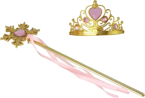 Vista 3 de XiangGuanQianYing Princesa Dress Up Princess Varitas Tiaras y Coronas para Niñas Pequeñas Juego de Varita de Copo de Nieve Rosa