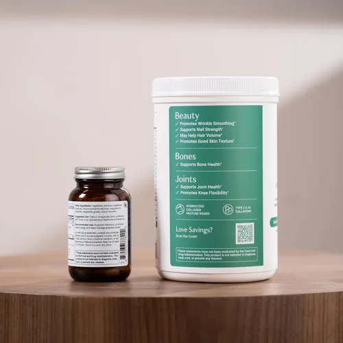 Vista 3 de ALGAECAL Colágeno - 4 péptidos clínicamente apoyados VERISOL®, FORTIGEL®, UC-II®, FORTIBONE®, colágeno en polvo, 3 paquetes de magnesio Relax™