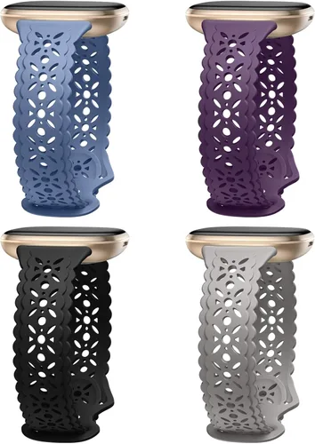 Vista 10 de Dirrelo Paquete de 4 bandas de encaje de silicona compatibles con bandas de Fitbit Sense/Bandas de Fitbit Versa 3 para mujer/Bandas de Fitbit Versa