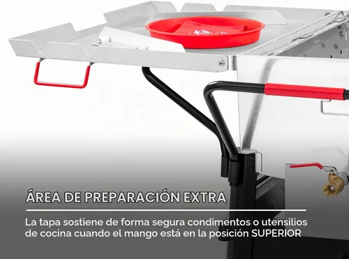 Vista 9 de Creole Feast CFB2001 150 QT Caldera de cangrejos de doble saco al aire libre con gas propano y paleta agitadora con soporte plegable para cilindros