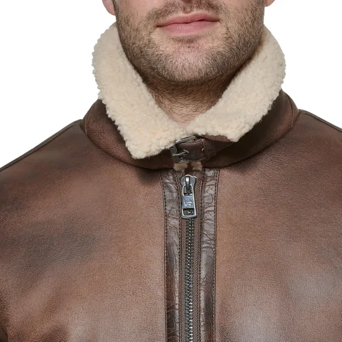Vista 5 de Calvin Klein Faux Leather Men-Bomber Jacket with Shearling Lining