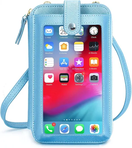 Vista 7 de Valentoria Bolso cruzado pequeño para teléfono celular, cartera de cuero para tarjetas de mano para mujer