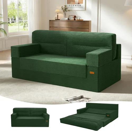 Vista 14 de MeMoreCool Sofá cama convertible, sofá cama plegable tamaño Queen, sofá cama extraíble con almohadas, sofá futón plegable para dormitorio, sala