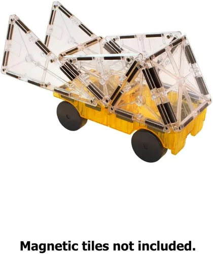 Vista 6 de MAGNA-TILES Coches – Juego de Construcción Magnético de 2 Piezas en Verde y Amarillo, La MARCA ORIGINAL de Construcción Magnética