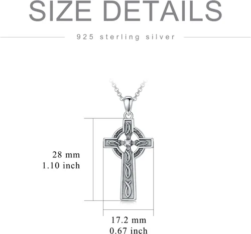 Vista 6 de PELOVNY Collar de cruz de plata esterlina S925 con colgante de pez Jesús, joyería cristiana, regalo para mujeres, amigas, novias, Plata esterlina