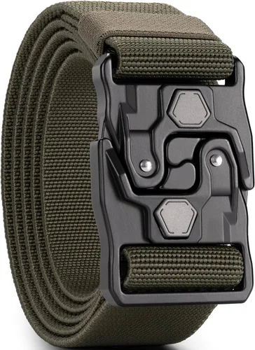 Vista 9 de GEIT Cinturón táctico, cinturón elástico de nailon de 1.5 pulgadas, cinturón de senderismo militar, hebilla de aluminio de liberación rápida