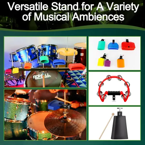Vista 5 de RANMING Juego de bloques de mermelada, soporte de percusión triangular con diseño de doble soporte de plástico con diseño de campana de plástico