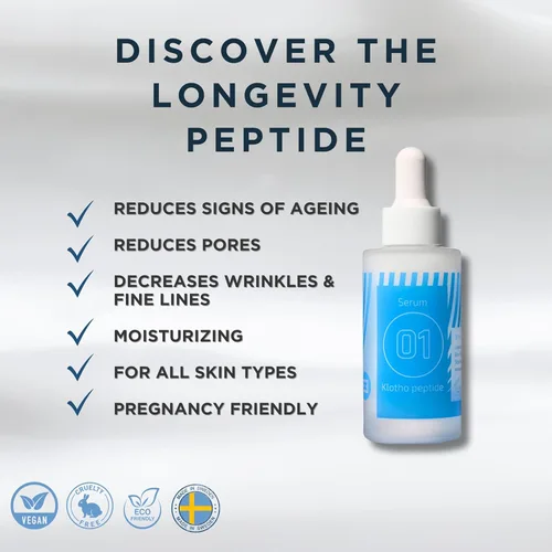 Vista 3 de EiE 01 Klotho Peptides Serum para la cara hidratante peptídico suero facial para mujeres, antienvejecimiento, mejora las arrugas, elasticidad