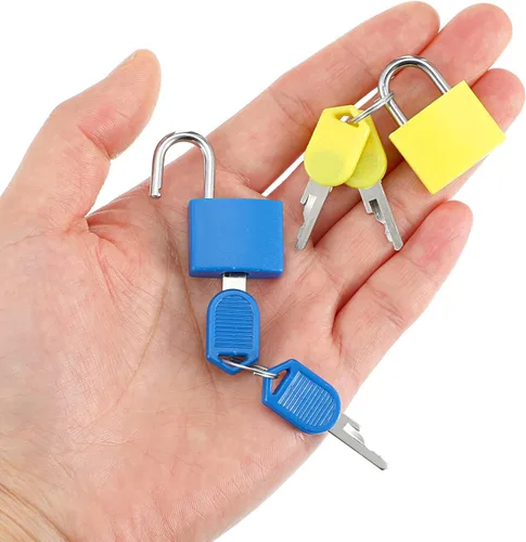 Vista 5 de 24 cerraduras pequeñas multicolor para equipaje con llaves, mini cerradura de casillero, cerraduras de metal para maleta, candado con llave de cobre
