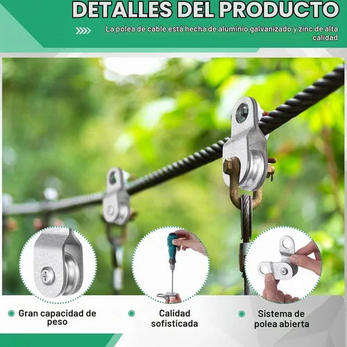 Vista 3 de Yaocom 20 piezas de polea simple pequeña con rodamiento de rueda, poleas de cable con rodillos internos, polea de cable de enganche simple, bloque