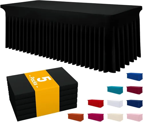 Vista 74 de Smiry Mantel de Spandex, Mantel Elástico Ajustable Extensible para Mesas Rectangulares de 6 Pies, Falda Cubierta de Mesa Impermeable y Lavable
