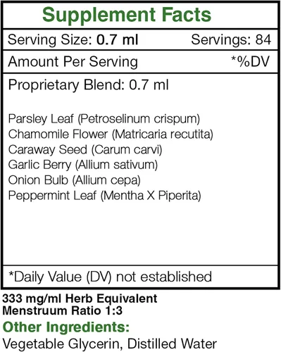 Vista 2 de Secrets of the Tribe - Fórmula de rescate intestinal, gas e hinchazón, mezcla de suplementos herbarios, extracto líquido sin alcohol (2 fl oz)