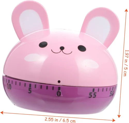 Vista 2 de MAGICLULU 2pcs Mechanical Kitchen Timer Cartoon Cooking Timers for Home Food Preparation Portable Lovely Bear and Rabbit Design for Management and