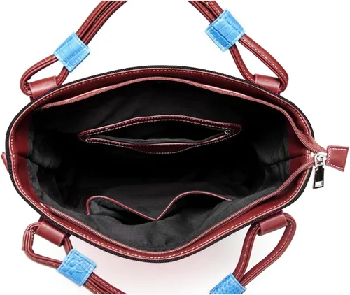 Vista 4 de Bolso tote para mujer, bolso de hombro de color, bolsa de lona bordada a mano, bolsa cruzada adecuada para ocasiones importantes, trabajo, viajes
