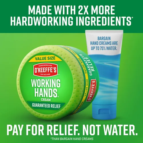Vista 4 de O'Keeffe's Working Hands - Crema de manos para sequedad extrema - Tarro de 6.8 oz tamaño ahorro (paquete de 2) - Cuidado reparador para manos