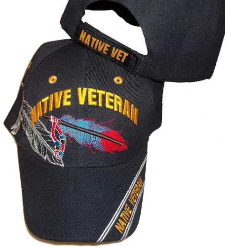 Vista 2 de Gorra de béisbol con diseño de veterano nativo ajustable para veteranos