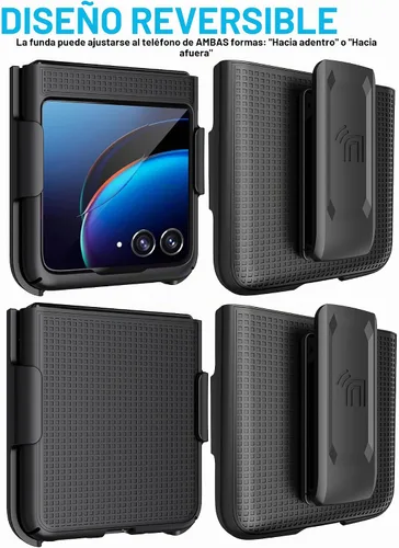 Vista 4 de Combo de funda para Motorola RAZR Plus 2023 Funda de teléfono con clip para cinturón - Negro