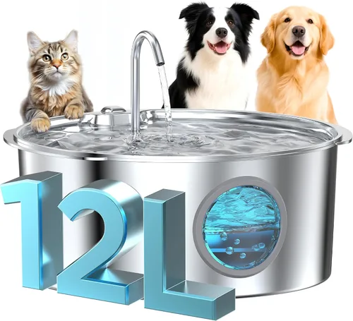 Vista 11 de Fuente de agua para mascotas para perros grandes: fuente de agua de metal para perros, fuentes silenciosas para gatos grandes para beber, fuente