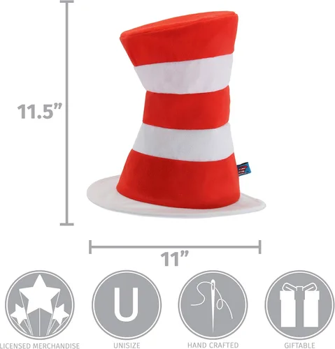 Vista 5 de elope Dr. Seuss El gato en el sombrero de felpa sombrero de rayas rojas y blancas