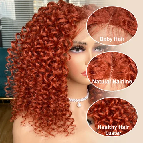 Vista 5 de Pelucas rizadas con encaje frontal para mujeres negras, peluca de encaje frontal corta y rizada prearrancada con abuelitos, aspecto natural, afro
