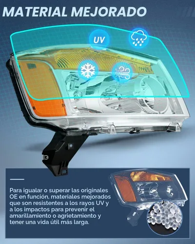 Vista 5 de Nilight Conjunto de faros delanteros compatible con Nissan Titan 2004, 2005