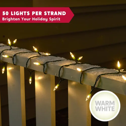 Vista 3 de Joiedomi Guirnalda de luces LED de Navidad, 2 x 50 unidades, 31.4 pies, funciona con pilas, con 8 modos, cable verde multifunción para decoración