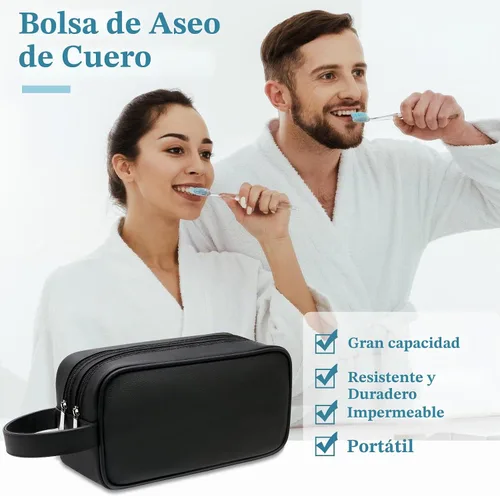 Vista 2 de Neceser para hombre y mujer, Negro, 1 unidad (Paquete de 1), Classic Neceser suave para damas, accesorios de viaje, artículos esenciales