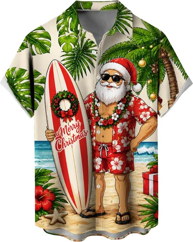 Vista 43 de Camisas tropicales con botones para hombre, camisas hawaianas de manga corta, casuales para vacaciones, camisas de playa holgadas Beige-playa escena