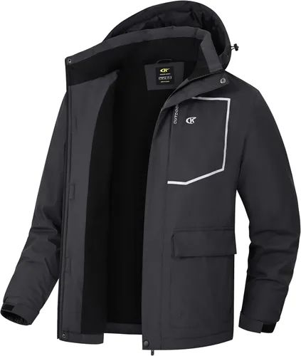 Vista 2 de Tyhengta Chaquetas de esquí impermeables para hombre, abrigos de invierno, chaqueta de nieve ajustable, cortavientos de forro polar, rompevientos