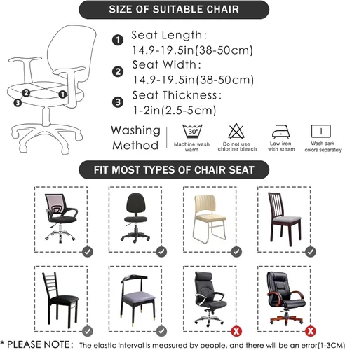 Vista 6 de FORCHEER Fundas de asiento para silla de oficina, fundas de cuero elástico impermeable PU para silla de computadora, fundas de cojín para asiento