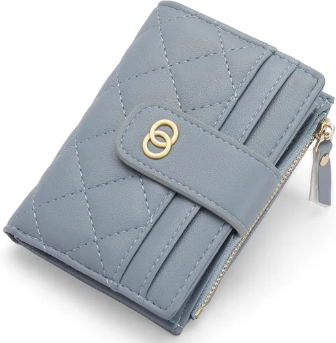 Vista 9 de GAEKEAO Billeteras pequeñas para mujer, con bloqueo RFID, de cuero, plegable, con cremallera, bolsillo para tarjetas de crédito, con ventana
