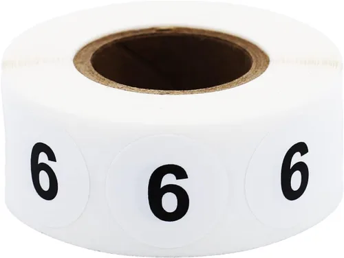Vista 38 de Pegatinas blancas con número 0 de puntos circulares negros, 3/4 pulgadas redondas, 500 etiquetas en un rollo