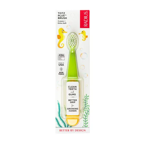Vista 12 de RADIUS Totz Plus Brush - Cepillo de dientes para niños, sedoso, suave, sin BPA, aceptado por la ADA, diseñado para dientes delicados y encías