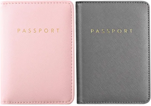 Vista 17 de 2 piezas de funda de pasaporte para viaje, impermeable, de cuero, cartera, libro de viaje, artículos esenciales para crucero para mujeres y hombres