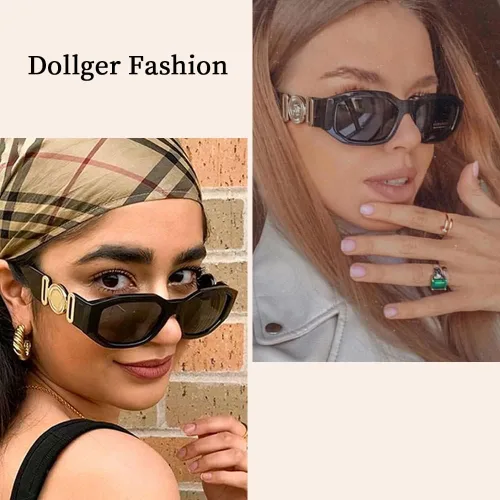 Vista 3 de Dollger Lentes de sol rectangulares para mujer, diseño irregular, de lujo, pequeños, con protección UV