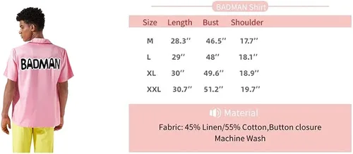 Vista 3 de Camisa de hombre de anime de Halloween camisa Badman camisa rosa Vegeta ropa diaria cuello básico de verano camisas tejidas de manga corta Rosado