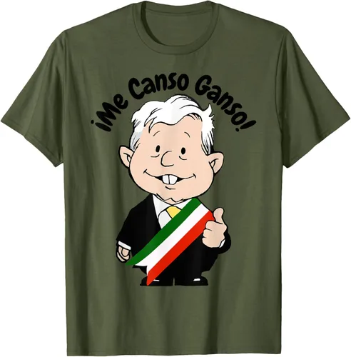 Vista 44 de AMLO Amlito Me Canso Ganso - Camiseta con diseño de dibujos animados mexicanos Gris Oscuro