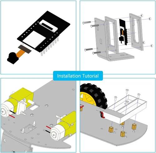 Vista 3 de LAFVIN 2WD Smart Robot Car Kit ESP32 Kit de inicio de cámara con tutorial compatible con Arduino IDE