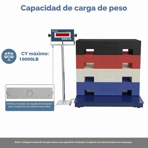 Vista 3 de Báscula industrial de suelo resistente de 48 x 48 pulgadas, 10000 libras x 1 libra, color azul marino Accurate Pallet Scale with Stainless Steel