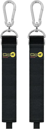 Vista 15 de Correa de almacenamiento Wrap-It con gancho y enganche - Paquete surtido de 3 piezas en negro - Soporte resistente para cables de extensión