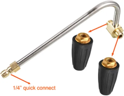 Vista 3 de RIDGE WASHER Accesorio limpiador de canalones para lavadora a presión, con 2 boquillas turbo giratorias, desconexión rápida de 1/4 pulgadas, 3600 PSI