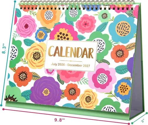 Vista 6 de Calendario de escritorio 2026-2027, calendario de escritorio 2026-2027, julio de 2026 a diciembre de 2027, 9.8 x 8.3 pulgadas, calendario superior