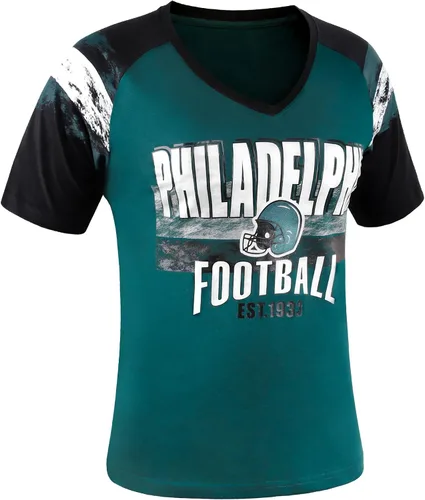 Vista 3 de Camisetas Raglan con Cuello en V para Fanáticas del Fútbol Americano Mujer