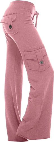 Vista 2 de Pantalones deportivos para mujer, pantalones cargo de pierna ancha, leggings de yoga de tiro alto con bolsillos, talla grande, pantalones Y2K