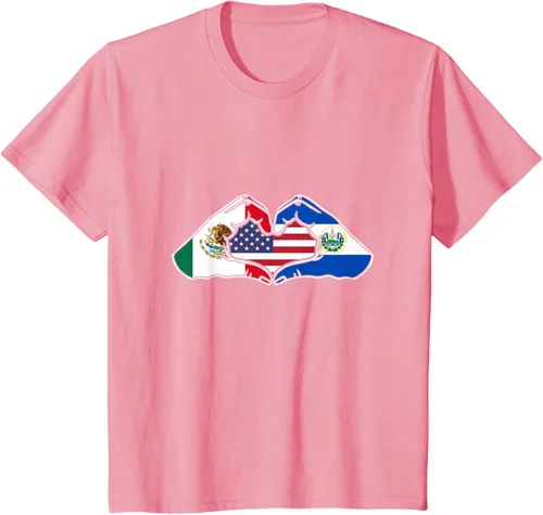 Vista 63 de Corazón manos México, El Salvador y Estados Unidos. Camiseta, Negro