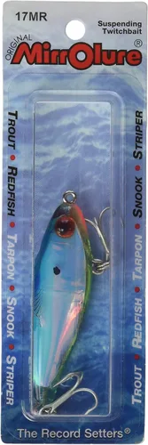 Vista 6 de MirrOLure Mirrolure 17 Mr Mirrodine Suspend Twitchbait Silver 25 8 in 3 Oz Rojo Bk/Blanco/Plata