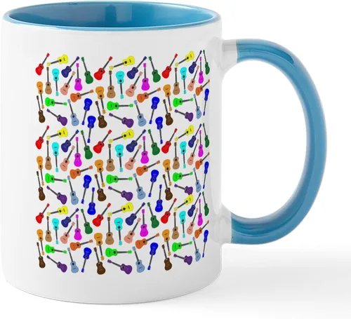 Vista 43 de CafePress Peace Love - Taza de café de cerámica para ukelele (11 oz (11.0 fl oz)
