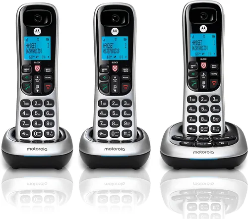 Vista 7 de Motorola CD4011 DECT 6.0 Teléfono inalámbrico con contestador automático y bloque de llamadas, plata/negro, 1 auricular