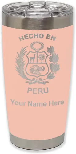 Vista 29 de LaserGram Vaso aislado al vacío de 20 onzas, hecho en Perú, grabado personalizado incluido (negro)